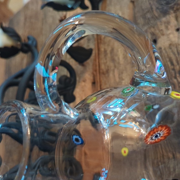 Vintage Murano Glass Leonardo Millifiore Flower Pitcher and Two Blue Glasses - Picture 11 of 12